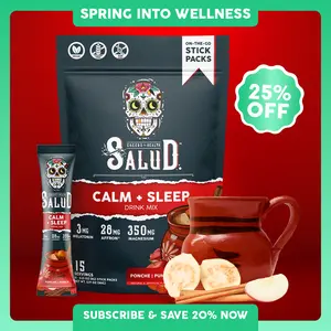 Taste Salud Salud 2-in-1 Sleep Aid + Calm Drink Mix Punch Flavor with Vitamins & Minerals like Melatonin, Magnesium, Saffron Extract, L-Theanine & Vegan Beverage, 15 Servings, Gluten Free Healthy Fruit Healthcare Supplements