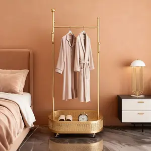 Mobile Garment Rack with Storage Basket, Space Saving Clothes Rack for Small Rooms