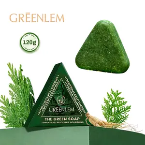 GREENLEM Anti-Hair Loss Shampoo Bar — 120G Biotin-Enriched Herbal Soap With 14 Ingredients (Usma Grass, Ginseng, Tea Tree Oil). Strengthens Roots, Cleanses, Nourishes, Protects, Ideal For Thinning Hair.