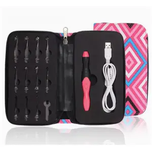 Lighted Crochet Hooks Set, Light Up Crochet Hook Set Rechargeable, 11 Sizes Interchangeable Crochet Set with Ergonomic Handle for Beginners, Crochet Needles Kit with Case for Crocheters