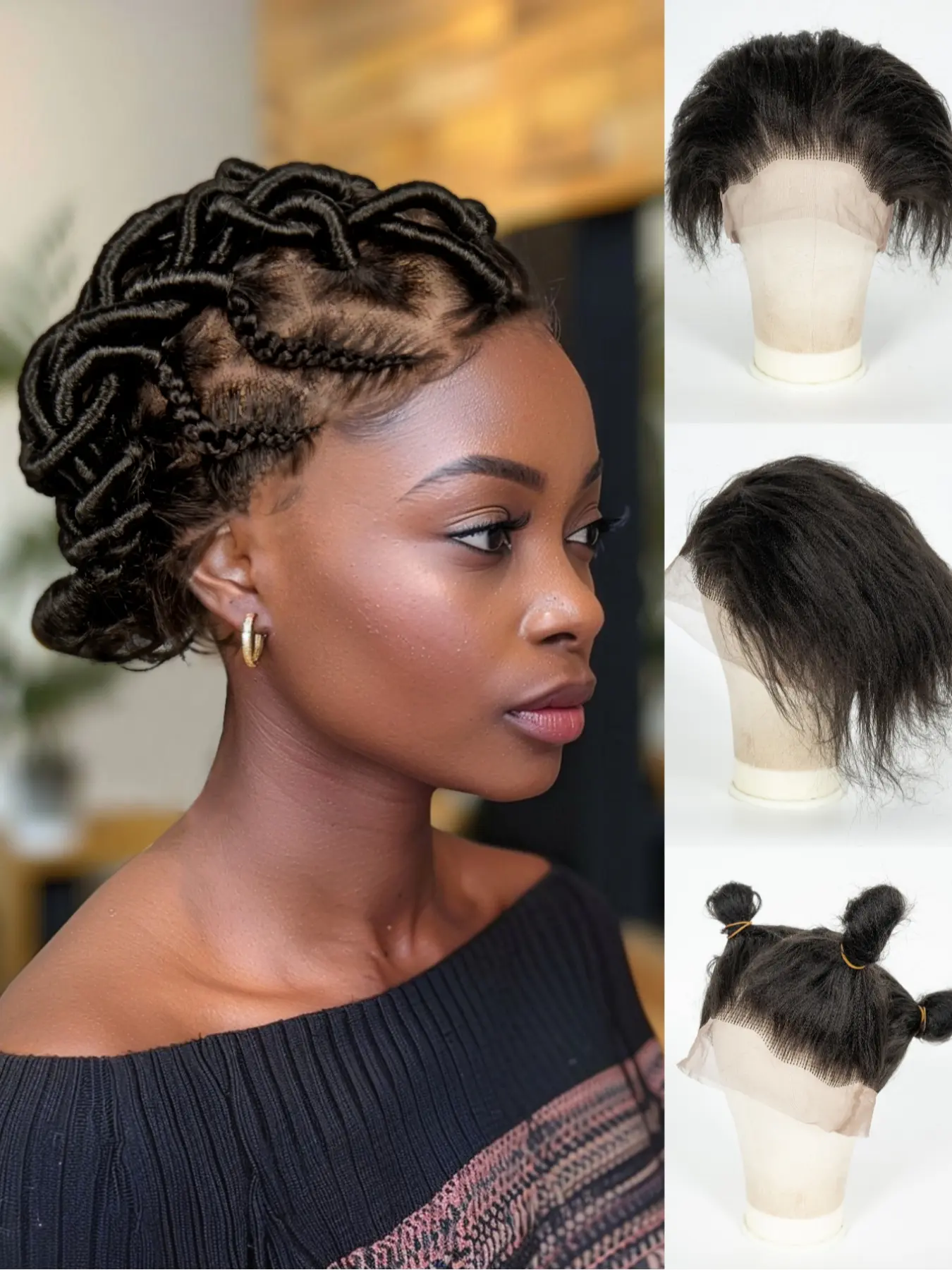 Full Lace Half-Finished Wig Cap, DIY Fashion Headpiece, Multiple Colors Available, Full Lace Braid Hair DIY Half-Finished, Unisex
