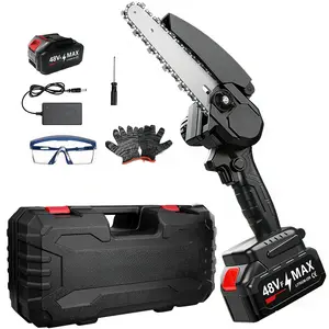 Brushless Mini ChainSaw - Portable 6 inch Electric Cordless Saw for Wood Cutting, Batteries (2000mAh) ,Pruning, Gardening, Camping - Suitable for Seniors, Women Holiday gifts trimmer outdoor garden use sharp Power