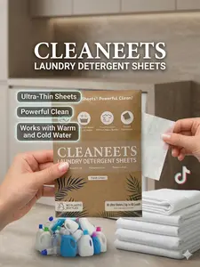 Laundry Detergent Sheets – Cleaneets Ultra-Thin Laundry Sheets, 30 Sheets (Up to 60 Loads), No Plastic Bottles, Fresh Linen