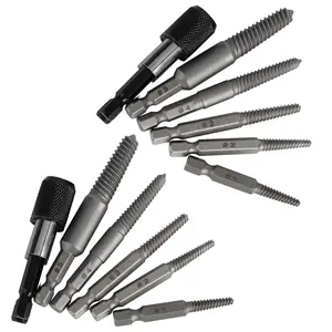 12Pcs Stud Screw Extractor Set - 1/4 Inch Hex Shank Damaged Bolt Remover Tools,with a 2Pcs Drill Bit Extension,Compatible with Various Electric Drills