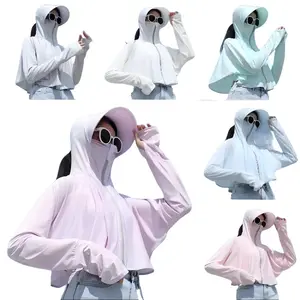 Summer Sun Protection Hoodie for Women UPF50+ Oversized Loose Fit Breathable Ice Silk Material Outdoor Jacket Hiking Fishing Beach Vacation Wide Brim Hoodie Travel Essentials Lightweight Long Sleeve