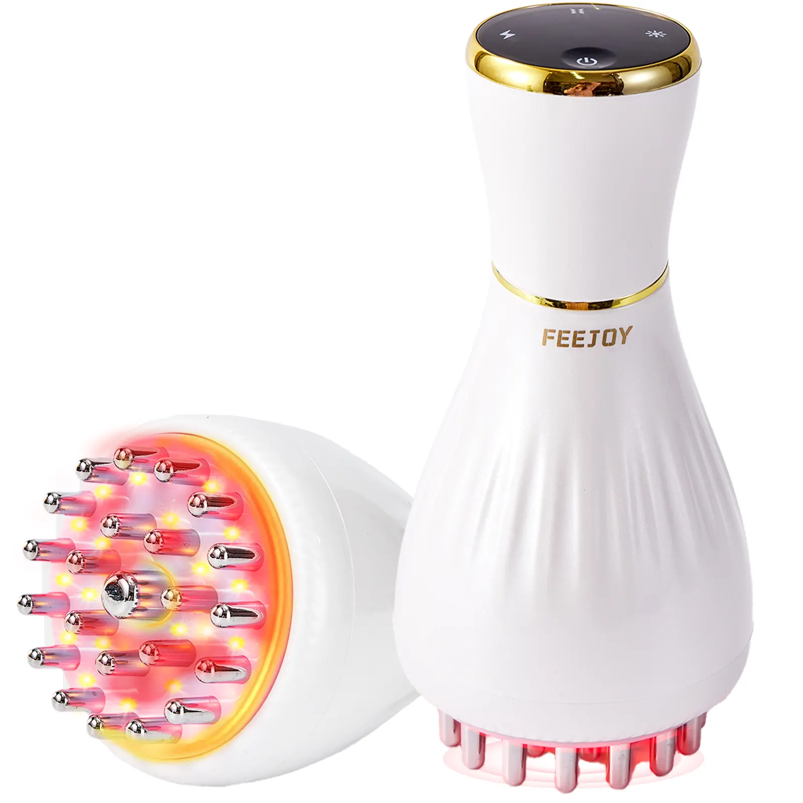 FEEJOY USB Rechargeable Handheld Full-Body Massage Device - Ergonomic, Adjustable Heat Vibration, 4 Modes, 12 Levels, Anti-Cellulite, Portable Pro+ Masseur with USB Port for Shoulder/Low Back Pain Relief, Circulation Boost, Memorial Day Gift, Usb Recharge
