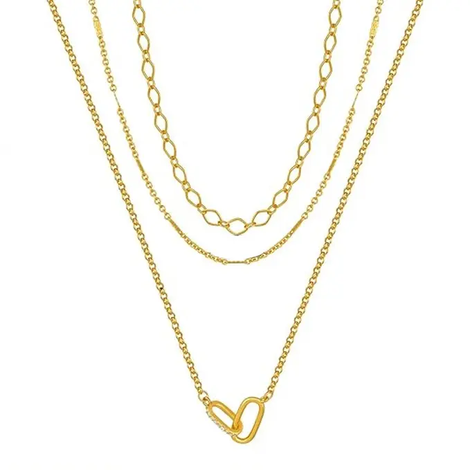 Golden inlaid diamond paperclip oval cha