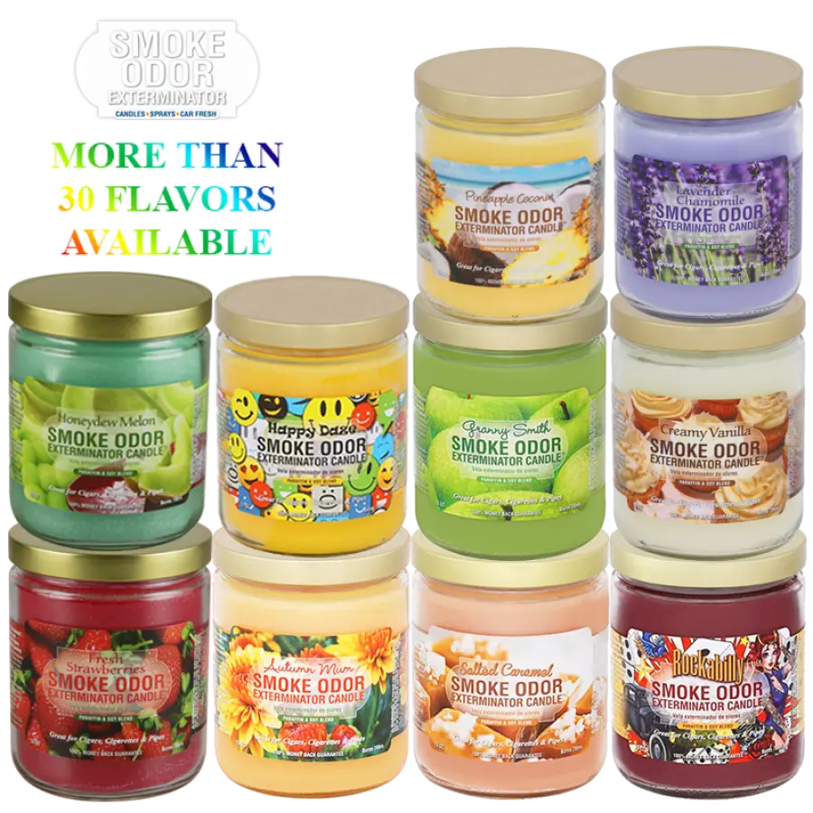 Smoke Odor Exterminator Candle 13oz | Scented Jar Candles Decor Light Freshener Ornaments Perfume Aroma Tin Decoration