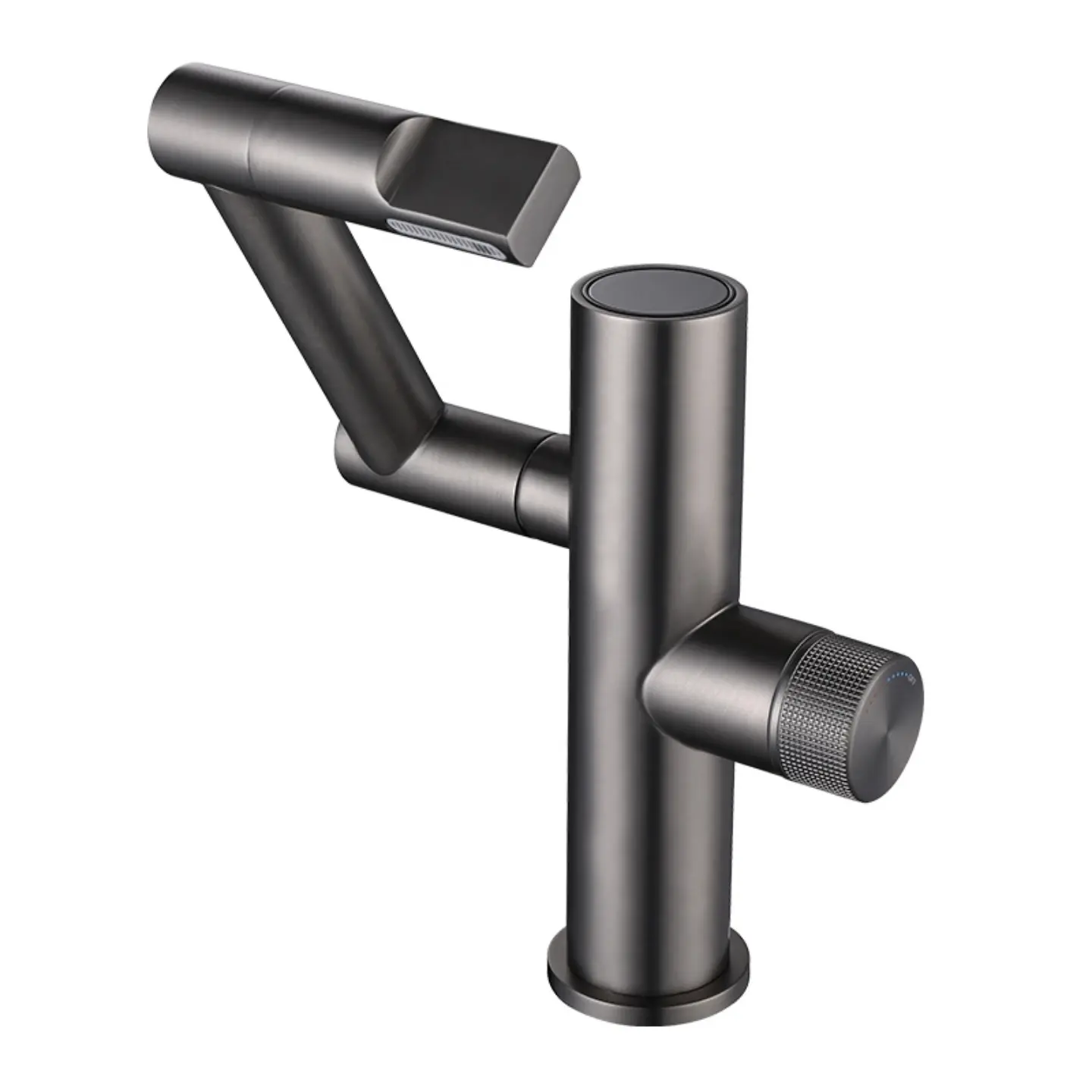 720° Rotating Solid Brass Bathroom Sink Faucet with Digital Temperature Display | Modern Single-Handle Bathroom Faucet with Articulated Arm and 2 Spray Modes | Graphite Gray