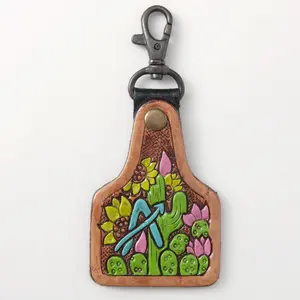 American Darling ADKR213 Hand Tooled Carved Genuine Leather Keyring