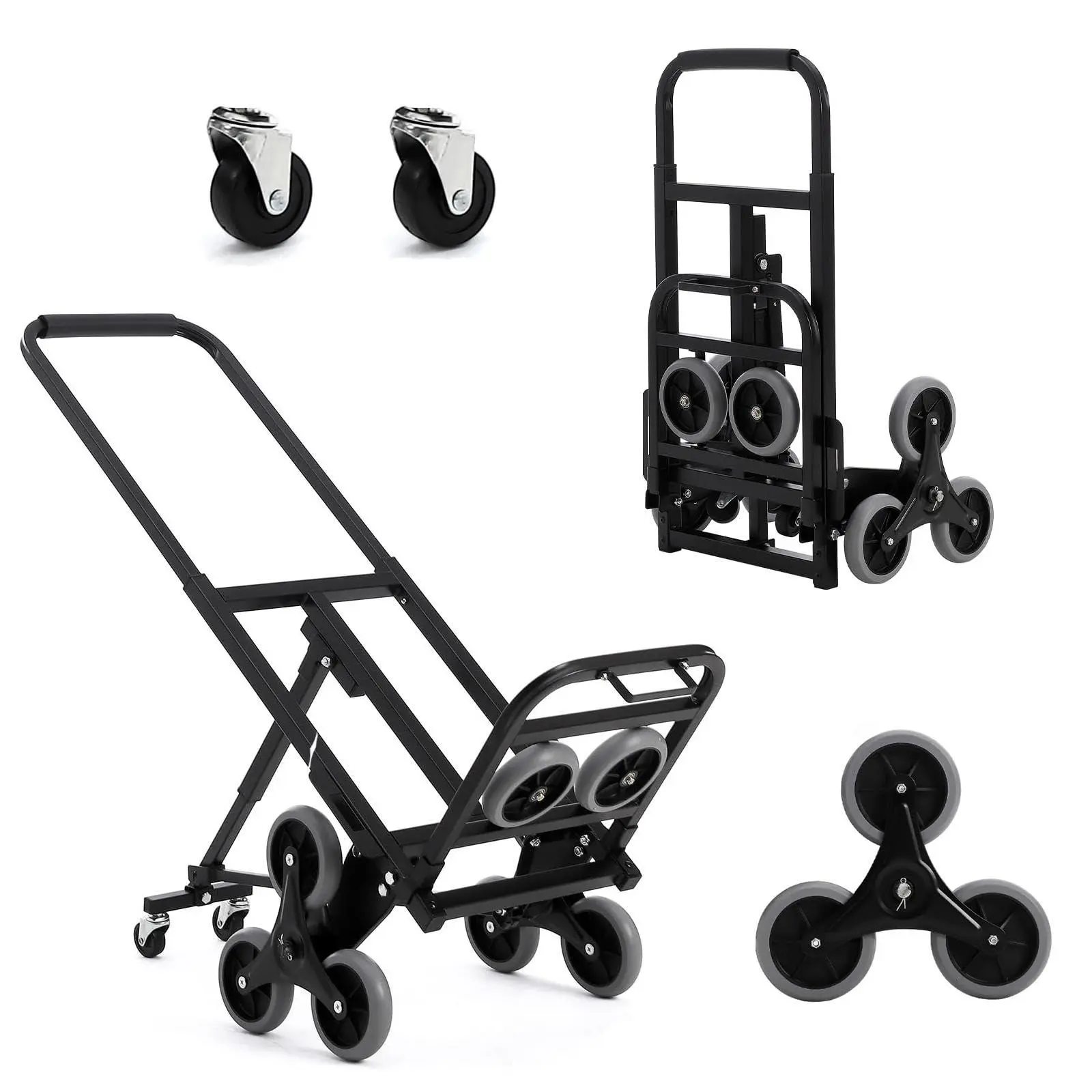 Gaomon Heavy Duty Folding Cart with Wheels - 330 LBS 10-Wheel Industrial Lightweight Collapsible Work Cart, Telescoping Handle, Quick Setup for Office, Warehouse Use, Industrial Collapsible Cart