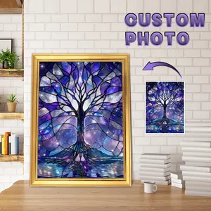 Customizable POD-printed Gold-plated Plastic Steel Picture Frame with Woven Canvas Pine Inner Frame Polystyrene PS Trim for Interior Decor