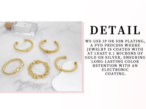 Free Gift Box Included | Aprilery Thick Adjustable Cable Wire Bracelet Set 5PCS – Nickel-Free, Lead-Free, Anti-Tarnish, Elegant Statement Jewelry for Sensitive Skin