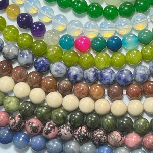 6mm DIY Crystal Bead Strands -15.5 in. Approx 62 beads per strand. 1 strand Jewelry Agate Jade Aventurine Natural