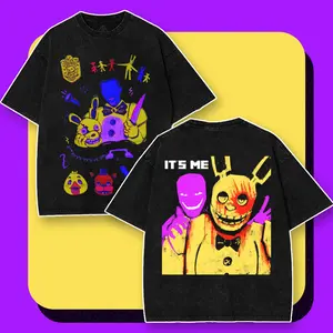 Five Nights at Freddy's Purple Guy William Afton "IT'S ME" Double Sided Graphic Vintage Washed T-Shirt Hoodie Tank Top Sweatshirt Menswear