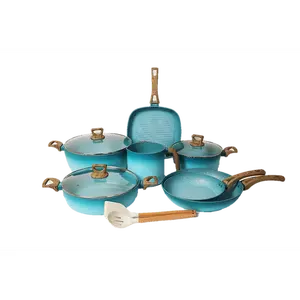NEWARE Terracotta TURQUOISE 12 Piece Cooking Set with Milk Cup/ Batería TURQUESA de 12 piezas de Terracotta con POCILLO