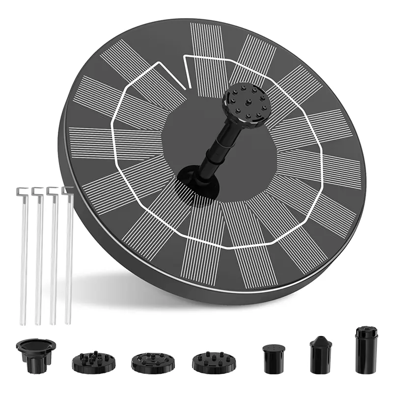 Solar Water Fountain with 7 Different Water Features, 4 Windproof Fixing Rods, Floating Fountain Pump for Garden Decor, Backyard Decor, Garden Accessories