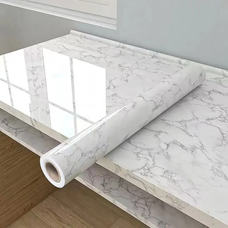 Faux Marble Luxury Peel-and-Stick Wallpaper, Oil-Proof Self-Adhesive Contact Paper for Countertop Makeover, Kitchen Renovation, Faux Marble Finish