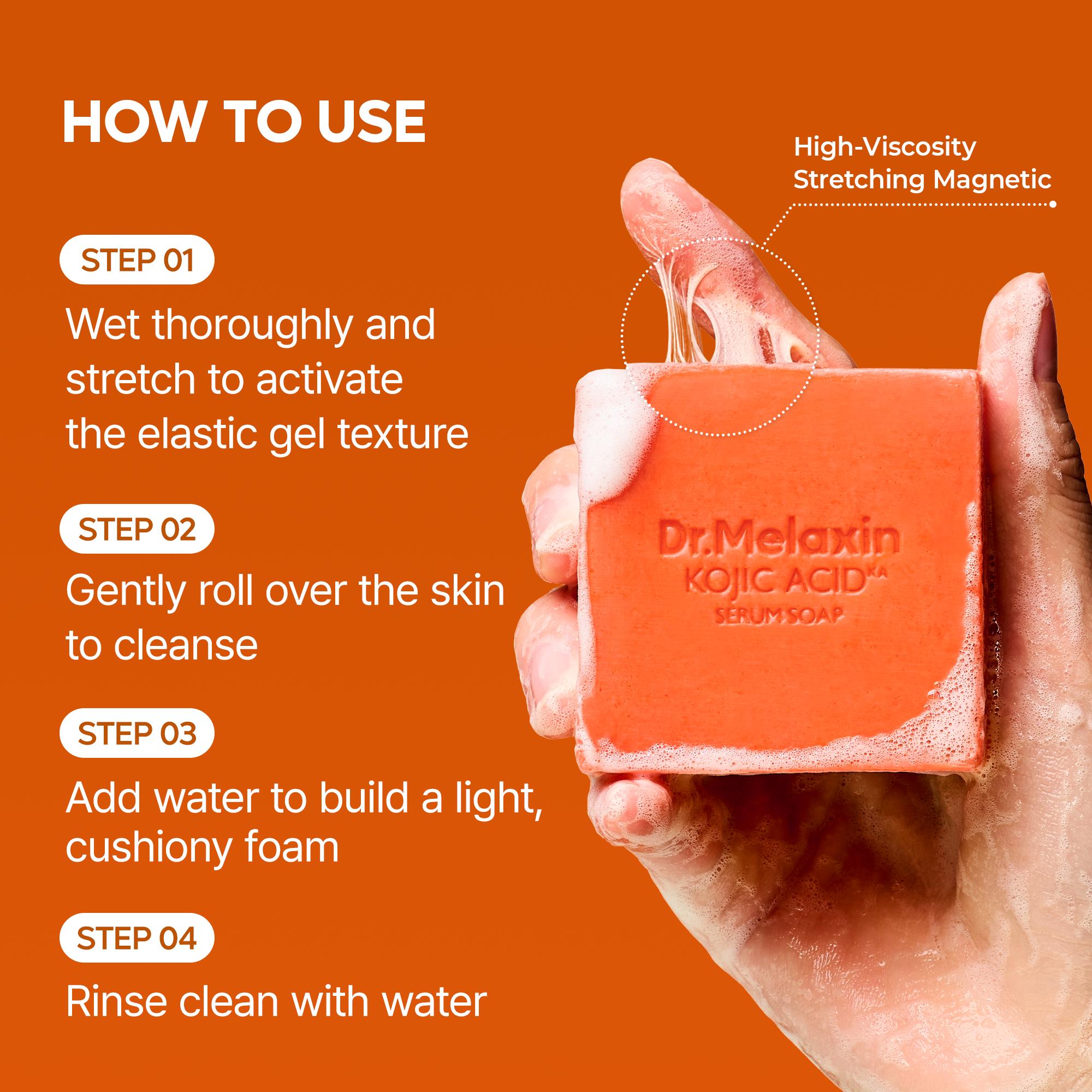[Dr.Melaxin Official] Kojic Acid Turmeric Serum Soap formulated for Dark Spot Removal, Hyperpigmentation, and Elastic Tone Care Cleanse
