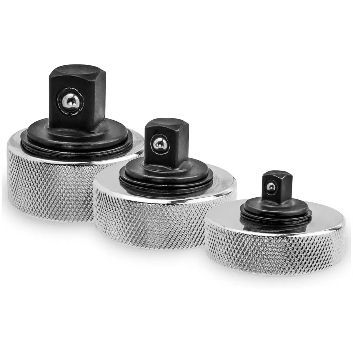Stubby Mini Finger Ratchet Wrench Set of 3 - 1/4 in, 3/8 in, 1/2 in Drive, Compact Body, Durable Material, No-Slip Knurled Grip, Reversible Thumb Lever, Auto Repair Tools, DIY Maintenance, Great for Tight Spaces
