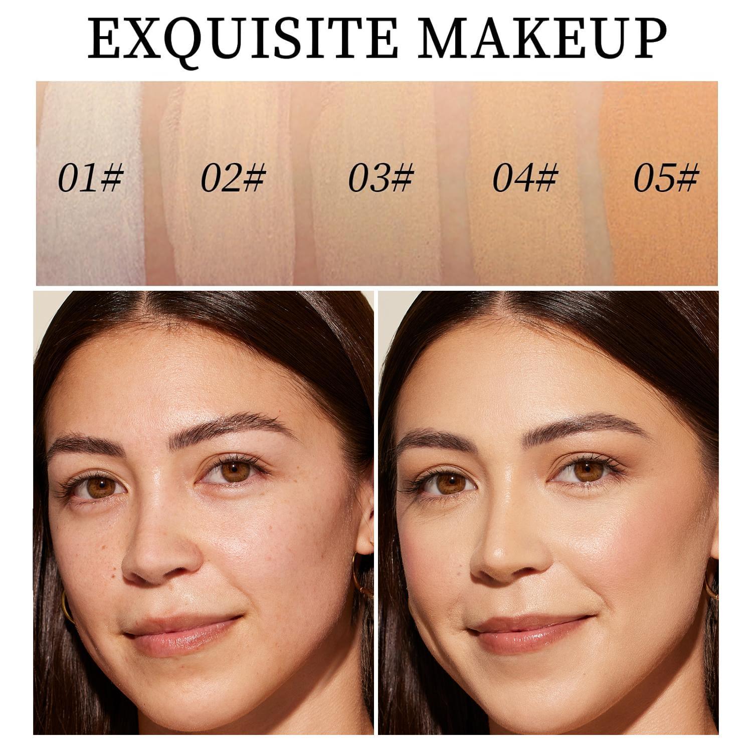 Luminous Dual-Ended Concealer Foundation Stick with Built-in Brushes  24H Long-Lasting Waterproof Sweatproof One-Swipe Even Flawless Base Clear Radiant Skin Foundation Stick
