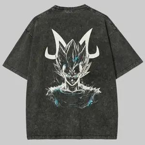 Vegeta Anime Washed Graphic Tees Funny Japanese Cartoon Distressed Shirt 90s Vintage Streetwear Unisex Summer Gift