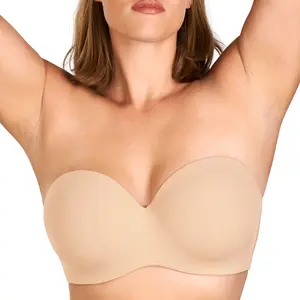 HSIA Breya Seamless Strapless Bra 1/2 Coverage Breathable Stretch Fabric