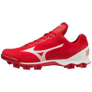 Mizuno Men's Wave Lightrevo TPU Molded Low Baseball Cleat Red/White - 320681.1000