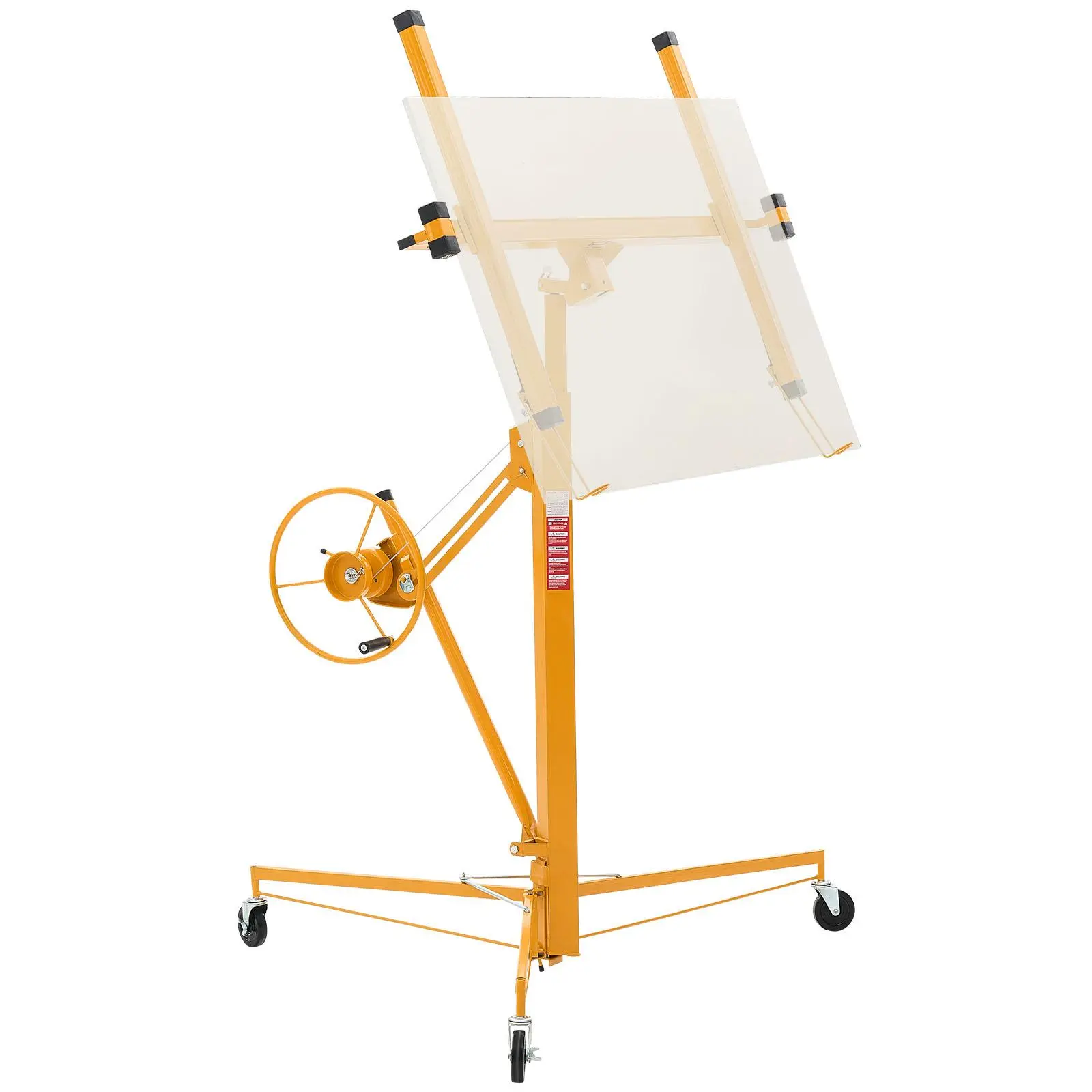 【SummerFinds】VEVOR 11ft Drywall Lift,  Heavy-Duty 150 lbs Sheetrock Hoist with Adjustable Telescoping Arm, Lockable Wheels, Drywall Lifter Panel Jack Hoist Tools Ideal for Ceiling & Wall Installation (Yellow)