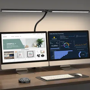 Maybel Led Desk Lamp for Office Home - Eye Caring Architect lamp with Clamp,Dual Screen Computer Monitor Work Smart Light: 24W 5 Color Flexible Adjustable Lighting Table Lamp for Study White