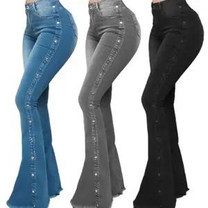 Plus size women's clothing high waist elastic mopping flared jeans fashionable commuting Womenswear Bottom