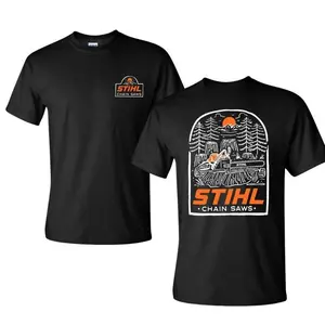 🥇     100% Cotton STIHL Into The Woods Graphic Tee, Casual Outdoor Logging Workwear T-Shirt for Men, USA-Made & Printed Apparel