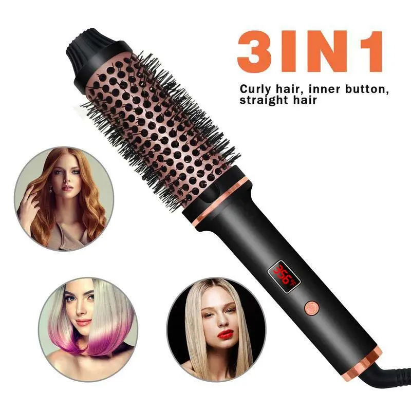 3-in-1 curling irons Ionic Thermal Styling Brush Auto-Rotating Barrel Hair Curler Straightener & Blow Dryer with LED Display Professional Heat Pro Tool for Quick Styling Adjustable Heat Settings Up to 450°F