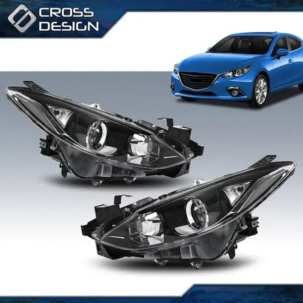 CROSSDESIGN LED Front Light Headlight Assembly - Durable, Easy-to-Install, High-Quality Headlight Replacement for 2014-2016 Mazda 3 (Driver & Passenger Side)