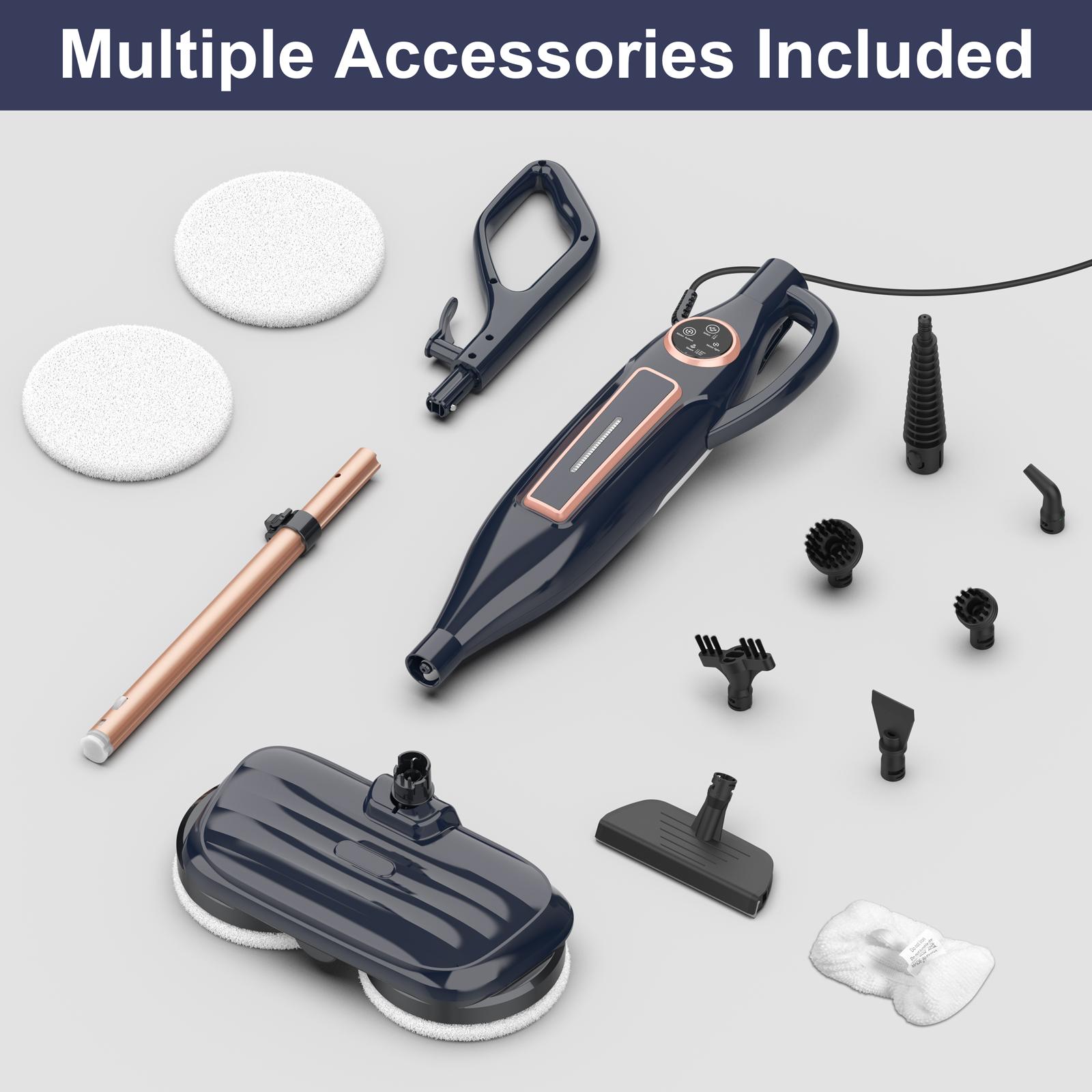 [FebFaves]DEVOAC 10-in-1 Electric Steam Mop with Detachable Handheld Steamer Lightweight for Walls Floors,Tiles Tackles Grease&Sticky Messes,Steam Cleaner For House, Multi-Accessories Portable Cleaning