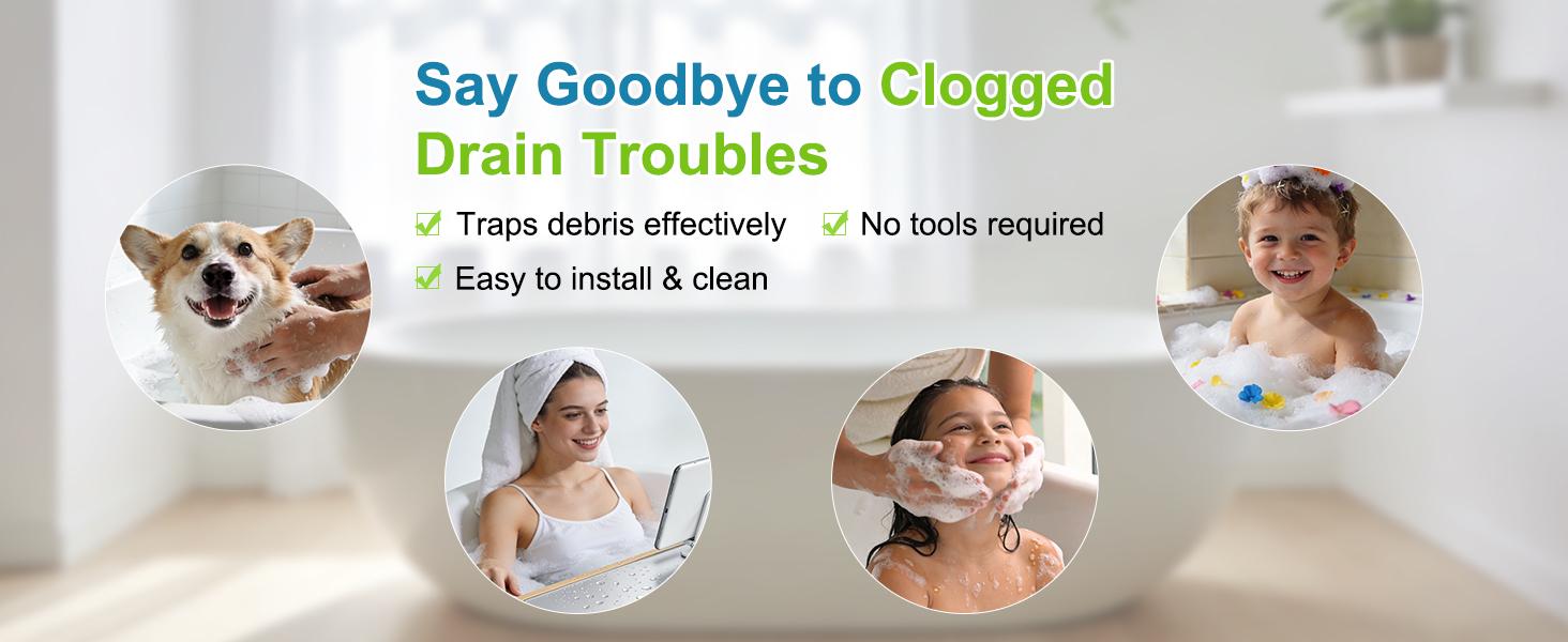 Hibbent Bathtub Drain Stopper, Bathroom Drain Stopper with Hair Catcher, Bath Tub Drain Strainer Plug and Cover