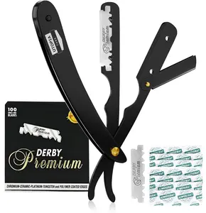 Utopia Care Professional Straight Razor for Men, Barber Straight Edge Razor Safety with 100 Pack Blades, Black