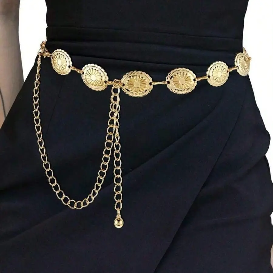Women's Elegant Versatile Circular Waist Decorative Chain Belt - 1 Piece Autumn Fashion Accessory, Accessories for Women, Chic Body Jewelry, Bodychain Body Chains