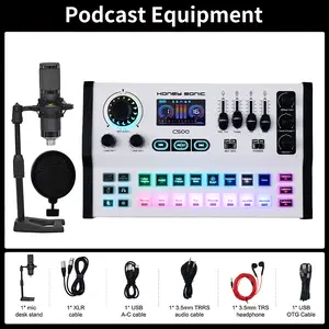 C500 Live Mixer Sound Card: Affordable,Easy to Use,Plug & Play ,One piece noise Reduction+Reverberation,16 effects,Dual DSP and 48V microphone support,Can be used with mobile phones/PCs Long battery life RGB Colorful Light Effect