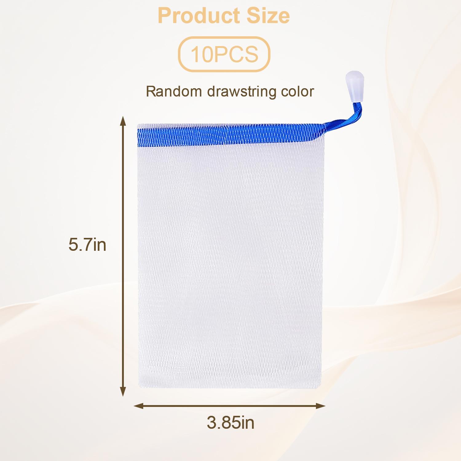 10 PCS Large Foaming Exfoliating Mesh Soap Pouch Double Layer Thicken Foam Net Soap Saver Sack Drawstring Holder Bags Multicolor for Luxurious Bath & Shower Experience