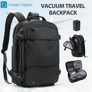Travel Inspira 55L Expandable Vacuum Compression Backpack, Carry-on Flight Approved Travel Backpack with Electric Pump, Anti-theft Vacuum Seal Backpack, Airline Personal Item Bag, Durable Outdoor Hiking Rucksack for Men Women, Travel Essentials