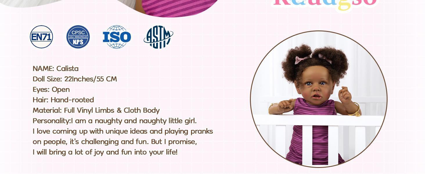 *Realistic Reborn Baby Doll Black - 22 inch African Americans Lifelike Newborn Bebe Doll Girl Caramel Skin Real Life Like Baby Dolls with Birth Certificate & Feeding Kit Gifts for Kids Age 3+ Assorted