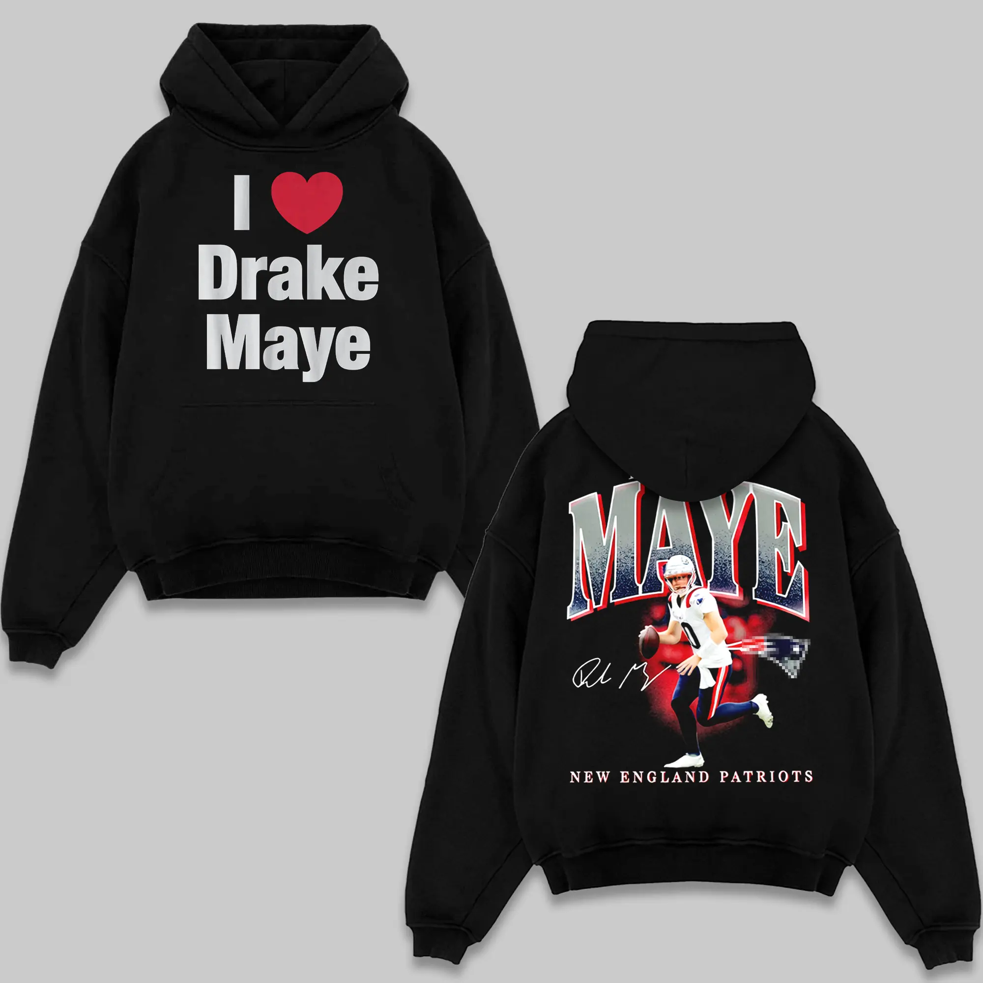 Patriots I Love Drake Maye Football Hoodie, Vintage Sport Shirt, New England Team Players Shirt, Game Day Outfits, American Football Graphic Shirt, Gift For Football Fans