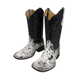 Stephy's Boots Women's Cow Skin Cowboy Boots Square Toe Genuine Leather, Bota Dama Pelo de Vaca 100% Piel