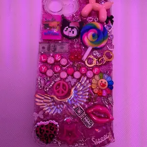 Pink Y2K Junk Phone Case | Handmade Kawaii Charm Phone Case | Glitter Resin Statement Case for iPhone 16e