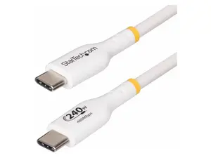 StarTech 10ft White USB-C Charging Cable USB-IF Certified USB C Cable 240W PD EPR USB 2.0 Type-C Laptop Charger Cord TPE Jacket