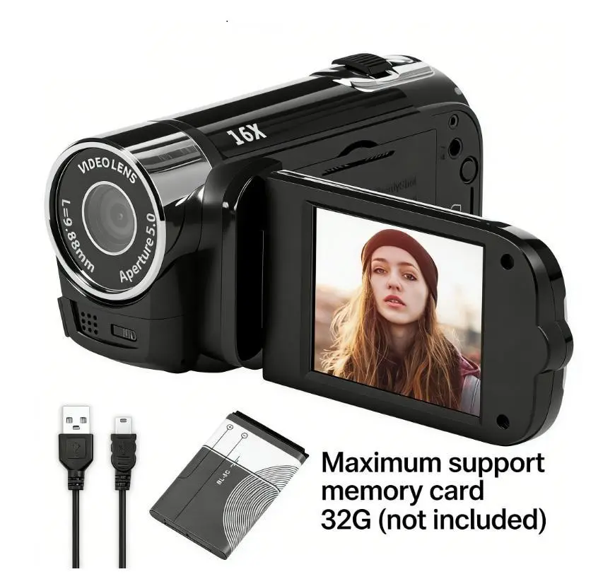 Retro Chargeable Compact Electronic Portable Handheld High Definition Camera - 2.7-in Screen, 16X Zoom, 2-Second Self-Timer, 11.5x4.8x5 cm Size, 32G Max Supported Memory Card (Not Included) for Home, Outdoor Use, Compact Camera, Charging, Portable Handhel