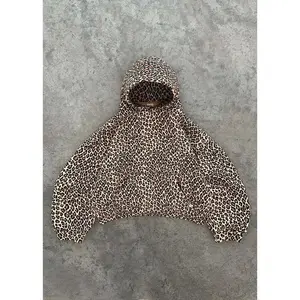 Vintage Leopard Print Hoodie Hip Hop Zip-Up Sweatshirt Women's Trending Clothes