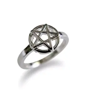 Sterling Silver Pentagram Star Ring, Gothic Celtic 5-Point Star, 925 Stamped