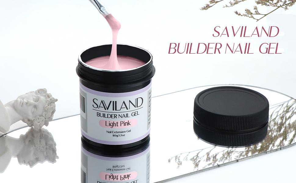 SAVILAND Light Pink Builder Gel for Nails 100g (3.5 oz) – Thick Nail Builder Gel for Nail Extensions, Strengthening & Nail Art, Professional Manicure Gel for Salon & Home DIY